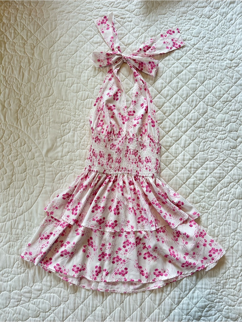 SHEIN pink floral halter dress